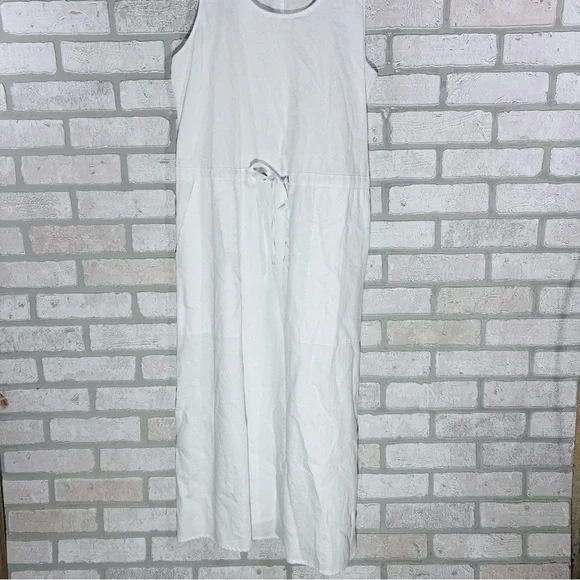 Eileen Fisher White Organic Cotton Drawstring Sleeveless Dress Size S - Picture 4 of 11
